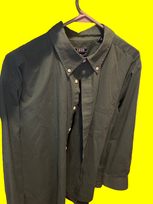 Hunter Green White Button up IZOD (Like new)
