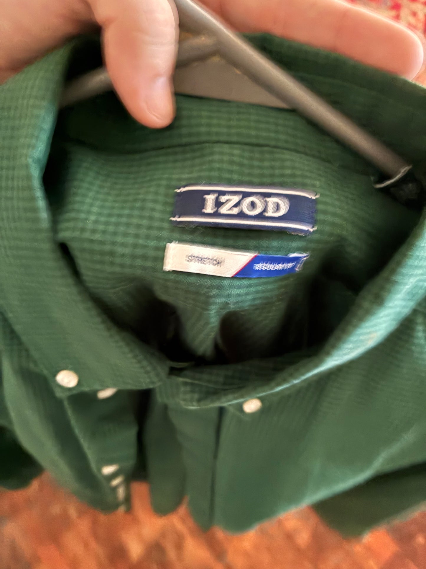 Hunter Green White Button up IZOD (Like new)