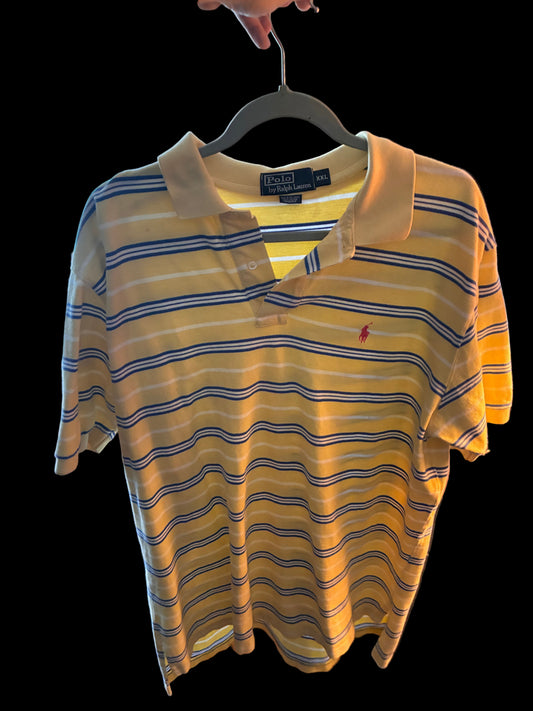 Polo Ralph Lauren XL-2XL Yellow & Blue Stripe Polo