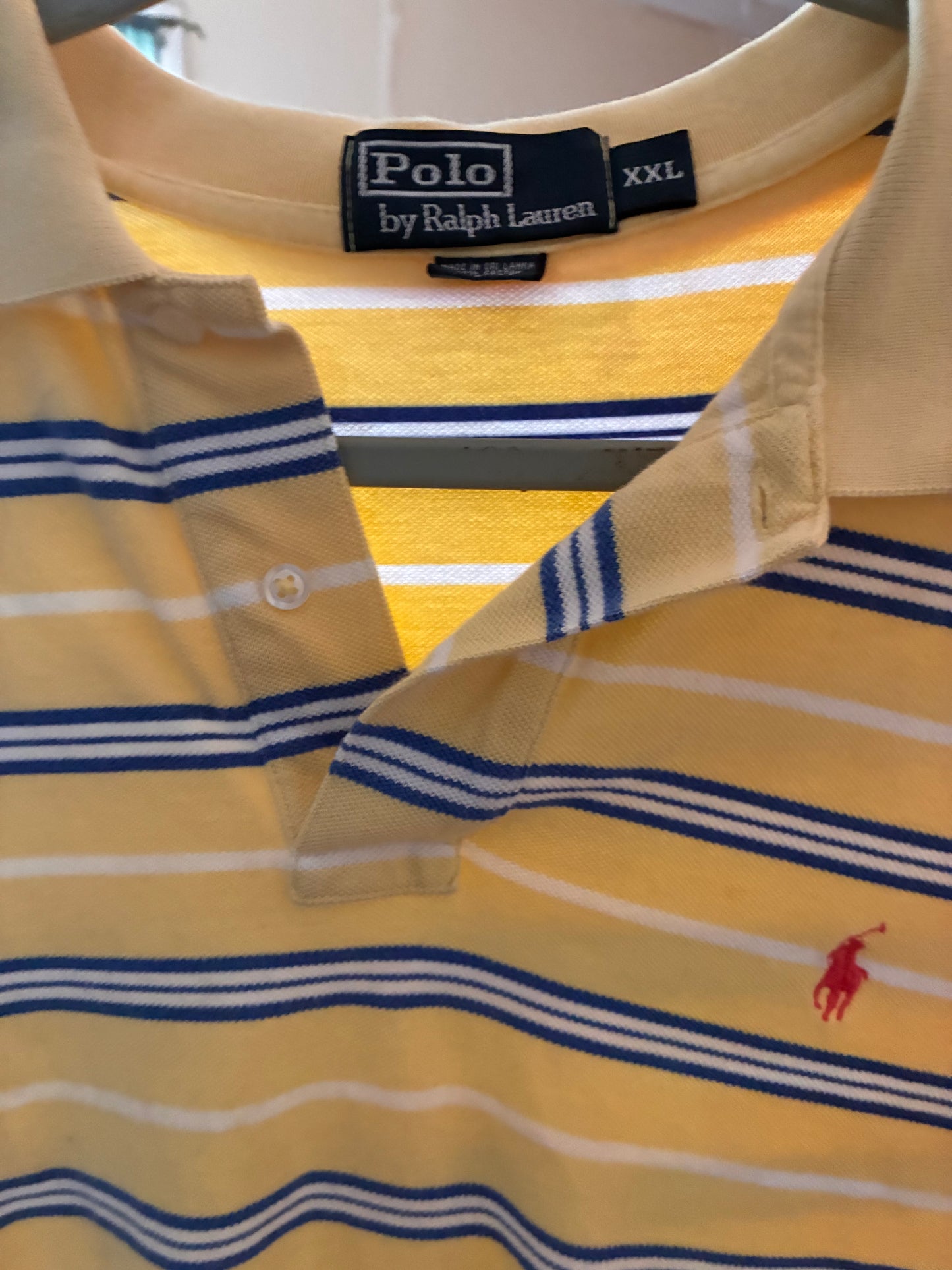 Polo Ralph Lauren XL-2XL Yellow & Blue Stripe Polo