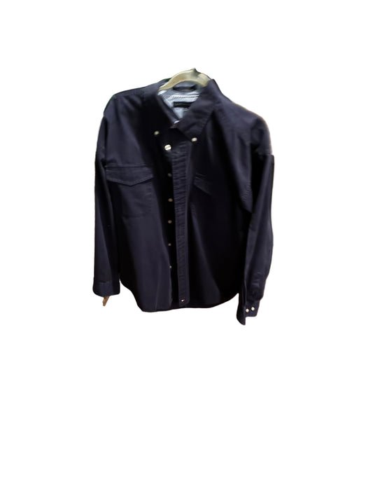 Tommy Hilfiger Navy Button-Down Shirt – Color Navy with White buttons
