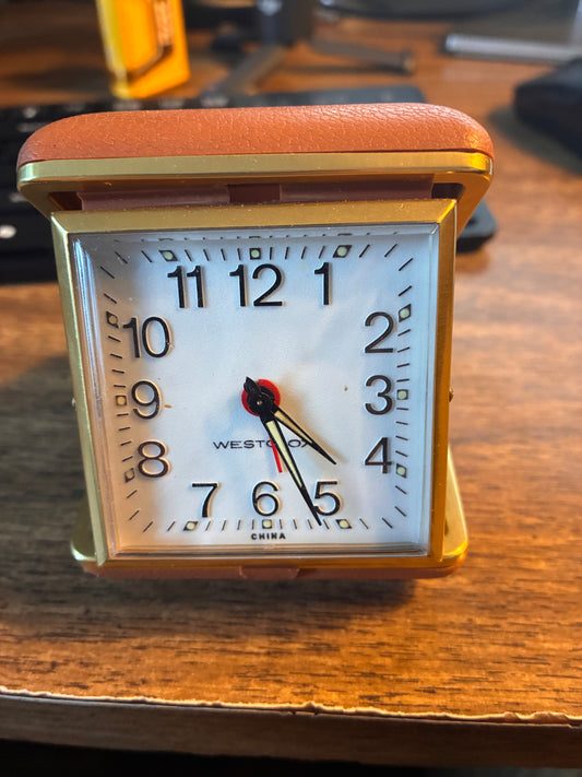 Vintage Westclox Folding Travel Alarm Clock – Wind-Up, Compact